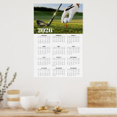 2026 Golfkalender mit Tee-Off-Fotografie Poster (Küche)