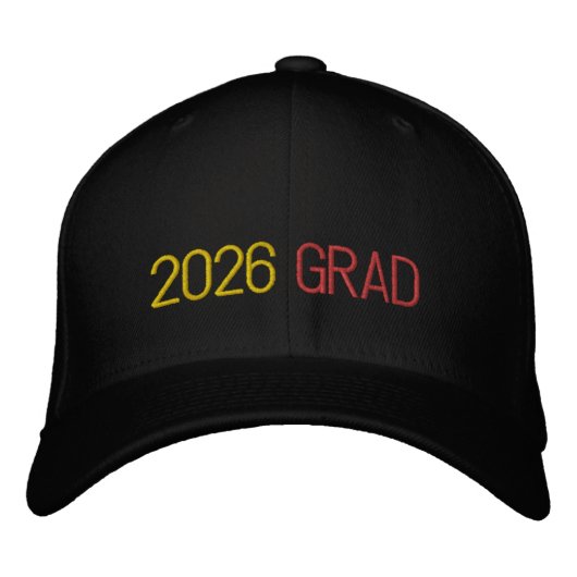 2026 GRAD Monogram INITIALS School Colors Fun Bestickte Baseballkappe (Vorderseite)
