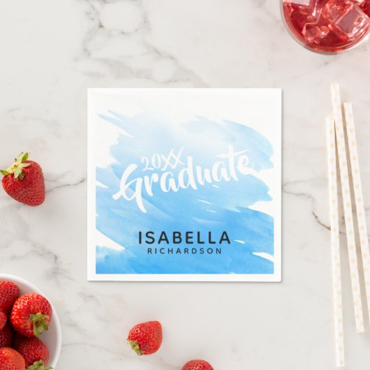 2026 Graduate Blue Ombre Watercolor Serviette (Beispiel)