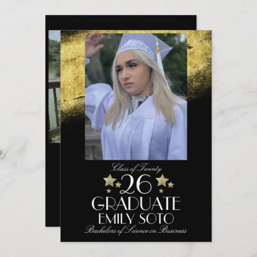 2026 Graduation Collage Party Script Star Photo Einladung (Vorne/Hinten)