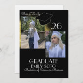 2026 Graduation Collage Script Gold Black Einladung (Vorne/Hinten)