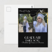 2026 Graduation Collage Script Gold Black Postkarte (Vorne/Hinten)
