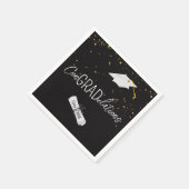 2026 Graduation Gold Confetti and Cap Serviette (Ecke)