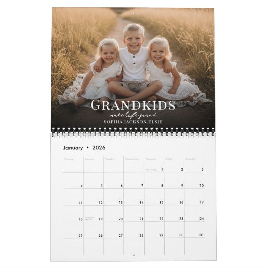 2026 Grandkids Make Life Grand Custom Photo  Kalender (Jan 2026)