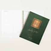 2026 Grüner goldener monogrammierter Schriftname e Planer (Anzeige)