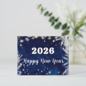 2026, gutes neues Jahr!Blauer Urlaub Frohe Weihnac Postkarte (Stehend Vorderseite)