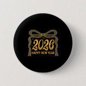 2026 Happy New Year Bow Fireworks Celebration Desi Button (Vorderseite)