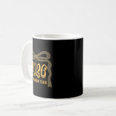 2026 Happy New Year Bow Fireworks Celebration Desi Kaffeetasse (Vorderseite Links)