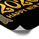 2026 Happy New Year Bow Fireworks Celebration Desi Poster (Ecke)