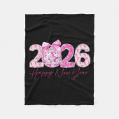 2026 Happy New Year Bow Patch Disco Ball  Fleecedecke (Vorderseite)
