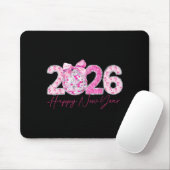 2026 Happy New Year Bow Patch Disco Ball Mousepad (Mit Mouse)