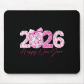 2026 Happy New Year Bow Patch Disco Ball  Mousepad (Vorne)