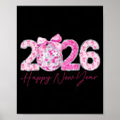 2026 Happy New Year Bow Patch Disco Ball  Poster (Vorne)