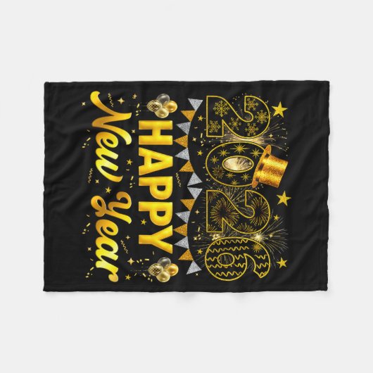 2026 Happy New Year Celebration Party Fire Work Me Fleecedecke (Vorderseite (Horizontal))