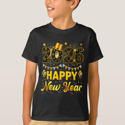 2026 Happy New Year Celebration Party Fire Work Me T-Shirt (Vorderseite)