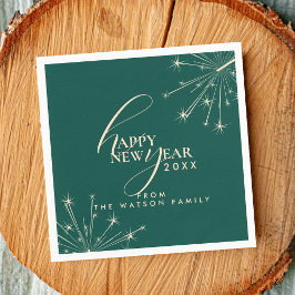 2026 Happy New Year Classy Modern Typography Teal Serviette