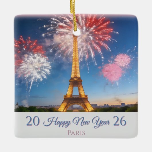 2026 Happy New Year Customizable Ornament - Paris (Vorderseite)