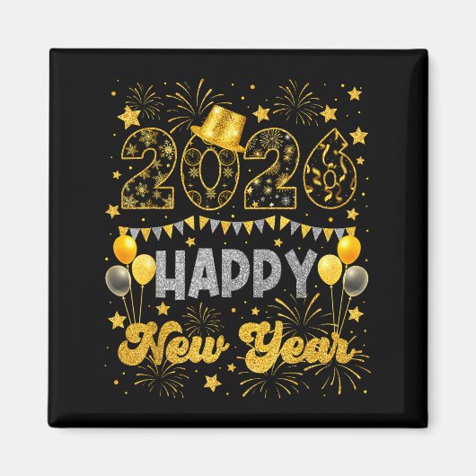 2026 Happy New Year Eve Celebration Firework Men W Magnet (Vorne)