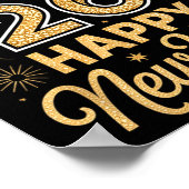 2026 Happy New Year Festive Top Hat Balloon Firewo Poster (Ecke)