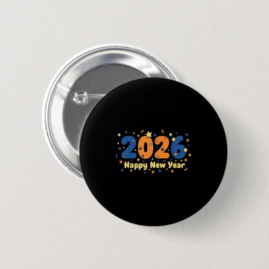 2026 Happy New Year Fireworks Celebration  Button (Vorne & Hinten)