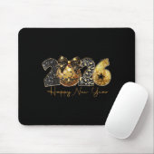 2026 Happy New Year Gold Disco Leopard Bow Coquett Mousepad (Mit Mouse)