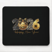 2026 Happy New Year Gold Disco Leopard Bow Coquett Mousepad (Vorne)