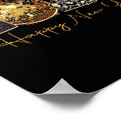 2026 Happy New Year Gold Disco Leopard Bow Coquett Poster (Ecke)