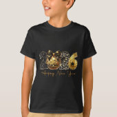 2026 Happy New Year Gold Disco Leopard Bow Coquett T-Shirt (Vorderseite)