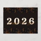 2026,Happy new year!gold Glitzer schwarzer Hinterg Postkarte (Vorderseite)