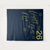 2026 Happy New Year Gold Marine Foto Stand Wandteppich (Vorderseite (Horizontal))