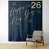 2026 Happy New Year Gold Marine Foto Stand Wandteppich (Beispiel)