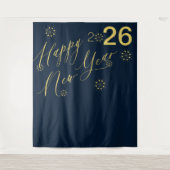 2026 Happy New Year Gold Marine Foto Stand Wandteppich (Vorderseite)