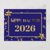 2026,Happy new year!golden stars & marine backgrou Postkarte (Vorderseite)