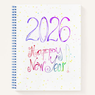 2026 happy new year handlettering Spiral Notebook Notizblock