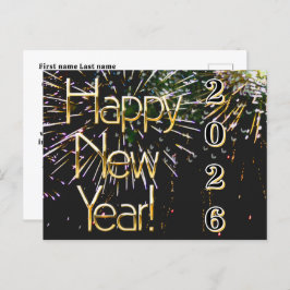 2026, Happy new year!holiday Firework Merry Christ Postkarte