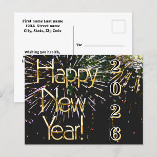 2026, Happy new year!holiday Firework Merry Christ Postkarte