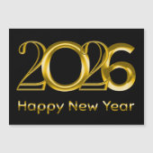 2026 Happy New Year in Bright Gold Magnetkarte (Vorderseite)