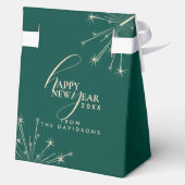 2026 Happy New Year Modern Classic Teal Typography Geschenkschachtel (Rückseite)