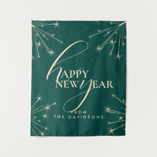 2026 Happy New Year Modern Festive Typography Wandteppich (Vorderseite)