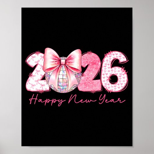 2026 Happy New Year Nk Coquette Preppy Disco Girly Poster (Vorne)