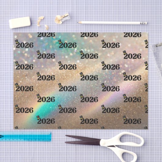 2026 happy new year pattern colorful glitters seidenpapier (Handwerk)