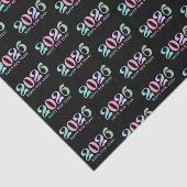 2026 happy new year, retro pastel pattern black seidenpapier (Ausschnitt)