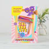 2026 Happy Purim Festival for All Ages Einladung (Stehend Vorderseite)