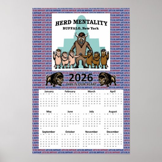 2026 Herdenmentalitäts-Kalender (12 x 18) Poster (Vorne)