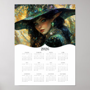 2026 Hexen-Kalender für das ganze Jahr, Jahres-Wan Poster