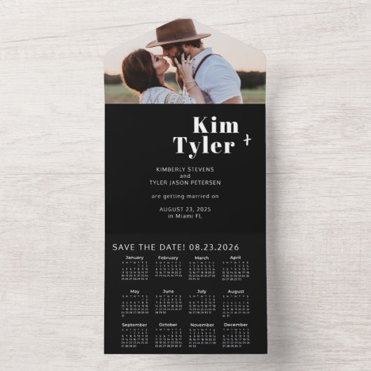 2026 Hochzeitkalender Foto einzigartiges rett Datu All In One Einladung (Innen)