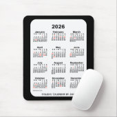 2026 Holiday Two Tone Black Calendar von Janz Mousepad (Mit Mouse)