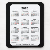 2026 Holiday Two Tone Black Calendar von Janz Mousepad (Vorne)