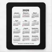 2026 Holiday Two Tone Black Calendar von Janz Mousepad (Vorne)