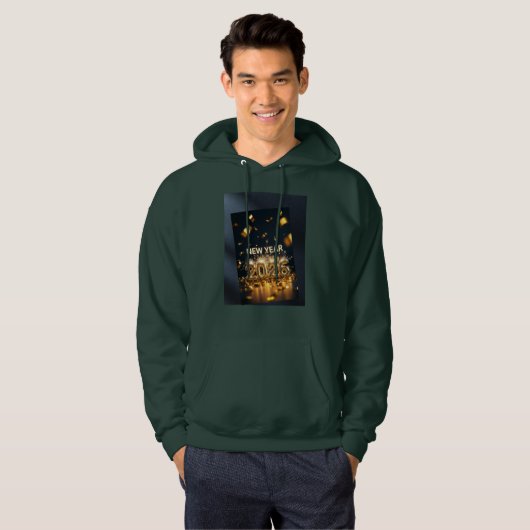 2026 Hoodie - Festive Deep Forest Green Pullover (Vorne ganz)